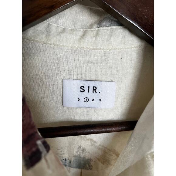 SIR x Gabrielle Penfold Martine Linen Long Sleeve Shirt Dress Painted Cream US 4 - Picture 7 of 10